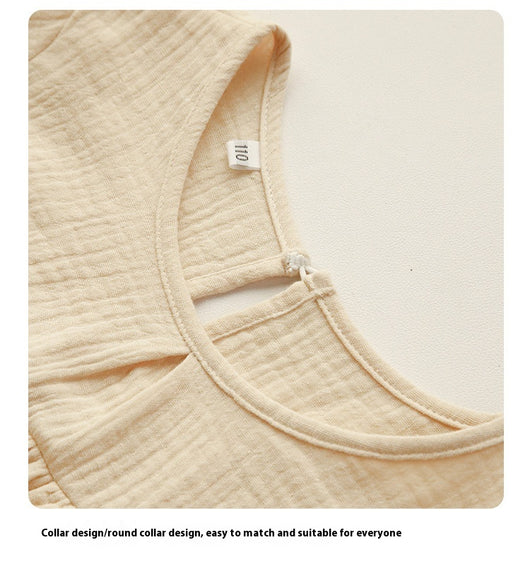 Blusa Retro de Algodón Cuello Redondo con Pliegues en el Pecho y Mangas Obispo - Image 13