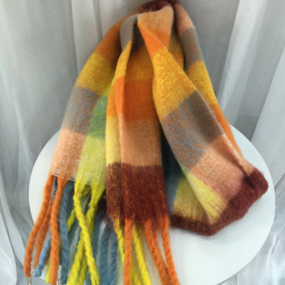Bufanda de Cashmere a Cuadros con Rayas Coloridas para Otoño - Image 3