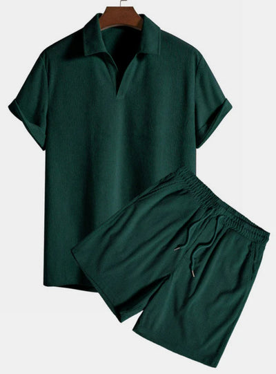 Conjunto de Playa Casual Dos Piezas en Pana Multicolor con Manga Corta - Image 10