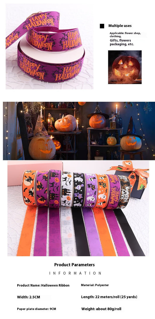 Cinta Estampada Casual de Halloween con Textura Acanalada - Image 14