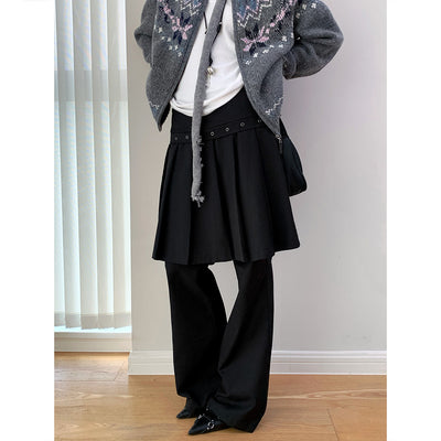 Pantalón Casual Coreano Falsa Dos Piezas con Diseño de Peto - Image 2