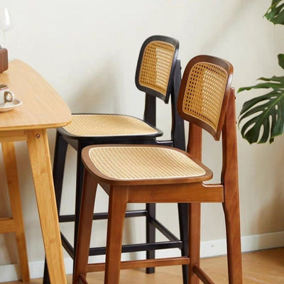 Taburete de Bar Ovalado en Ratán Tejido con Madera de Hule Maciza - Image 3