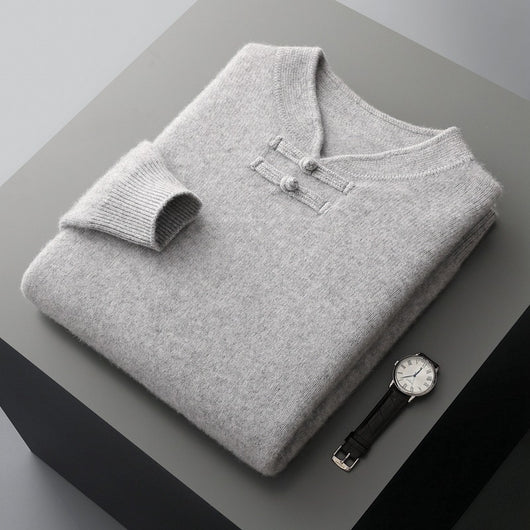 Suéter de Lana Pura con Cuello Alto Vintage para Hombre - Image 2