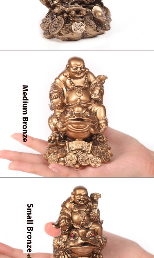 Buda Maitreya de Cobre sobre Sapo Dorado - Ornamento de Abundancia - Image 10