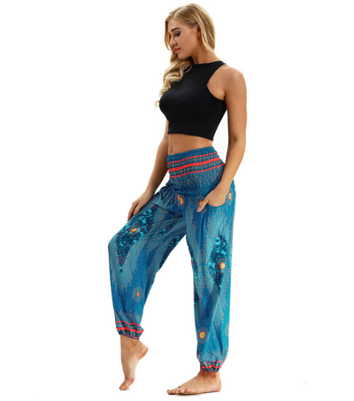 Pantalones Harem Estampados Digitales con Cintura Elástica Suelta - Image 22