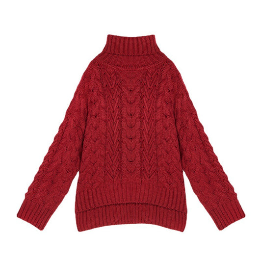 Suéter Cuello Alto Tejido Suelto Estilo Relajado con Textura Gruesa - Image 12