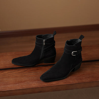 Botas de Ante con Tacón Grueso y Forro Polar para Otoño-Invierno - Image 5