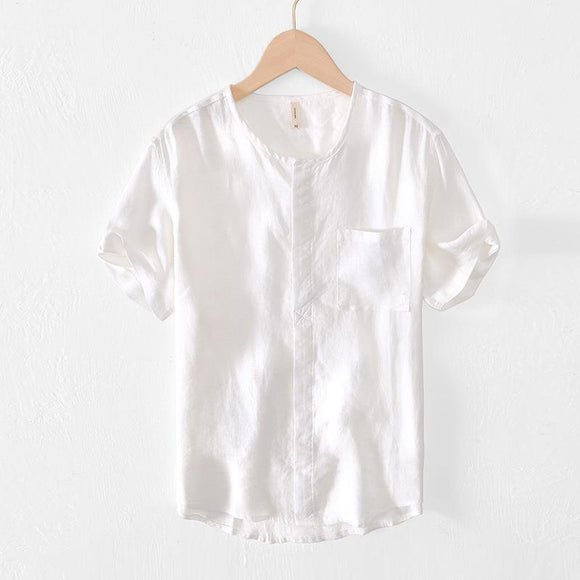 Camisa de Lino Manga Corta para Hombre