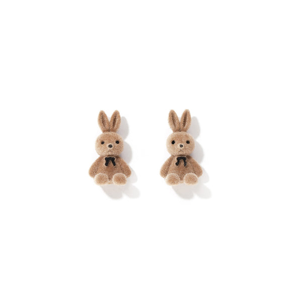 Aretes Conejo Peluche Suave con Acabado Aterciopelado