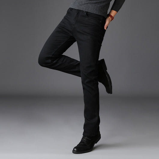 Pantalones Vaqueros Negros Slim Fit Elásticos para Hombre - Estilo Coreano Moderno - Image 2