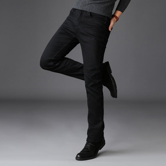 Pantalones Vaqueros Negros Slim Fit Elásticos para Hombre - Estilo Coreano Moderno