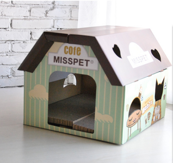 Casa Rascador para Gatos con Cartón Corrugado - Juguete y Afilador