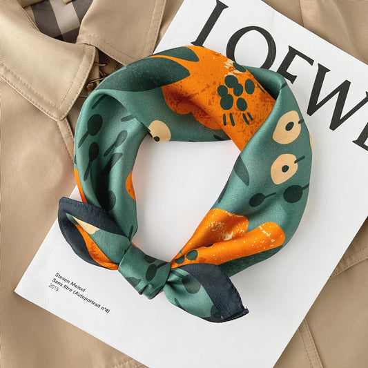 Pañuelo de Seda Estampado Floral Cuadrado Pequeño