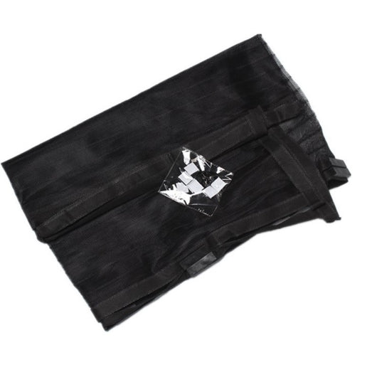 Black anti-mosquito curtain made of polyester fiber, folded with adhesive strips for easy installation. - Image 2