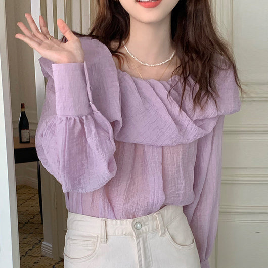 Blusa Elegante Primavera con Cuello Barco y Hombros Descubiertos - Image 9
