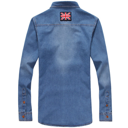 Camisa Denim Tricolor Juvenil Talla Grande para Hombre - Image 3