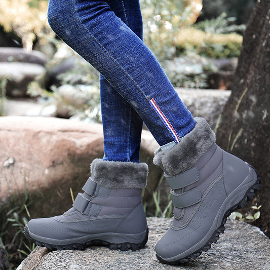 Botas de Nieve Forradas en Algodón con Caña Alta y Relleno Térmico para Mujer