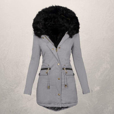 Chaqueta Acolchada de Algodón con Cuello de Lana - Largo Medio - Image 3