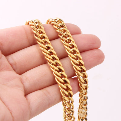 Collar de Acero Titanio Dorado para Hombre con Doble Hebilla - Image 7