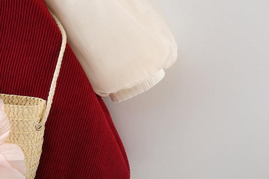 Falda Suspender de Pana con Moño para Niña - Conjunto de Manga Larga - Image 23