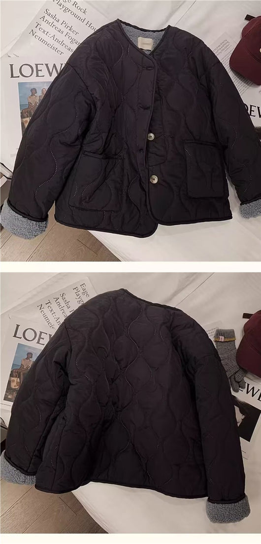 Chaqueta Acolchada de Lana Cordero para Mujer - Abrigo de Invierno - Image 10