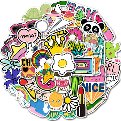 A large collection of cute cartoon animal stickers, including a monkey, pig, shark, penguin, elephant, and more, arranged in a circle. - Image 6