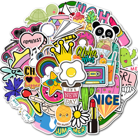 A large collection of cute cartoon animal stickers, including a monkey, pig, shark, penguin, elephant, and more, arranged in a circle. - Image 6