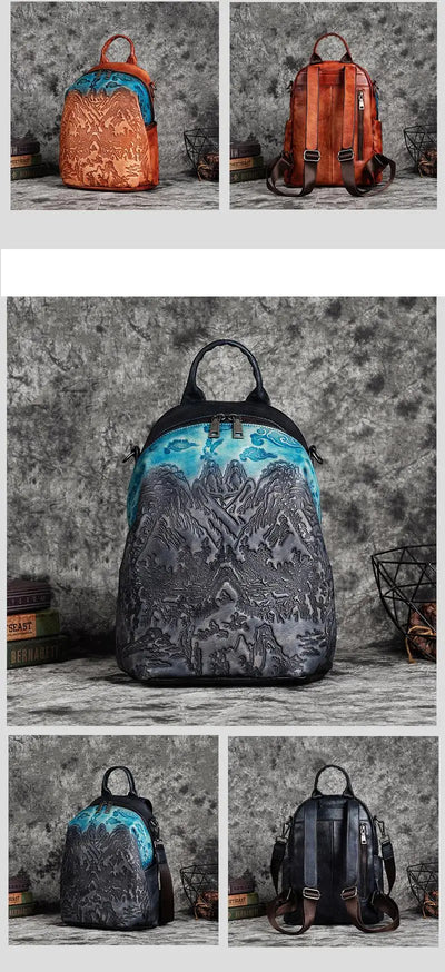 Mochila de Cuero Curtido al Vegetal con Grabado Vintage en Piel de Res - Image 18