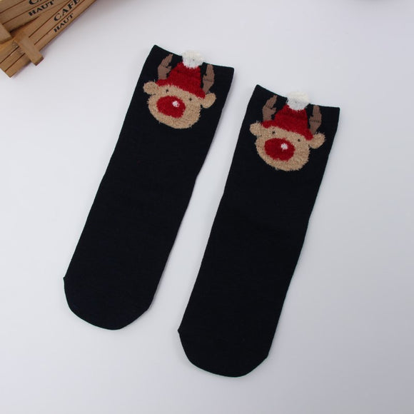 Calcetines Navideños de Algodón Rojo Multicolor para Otoño e Invierno