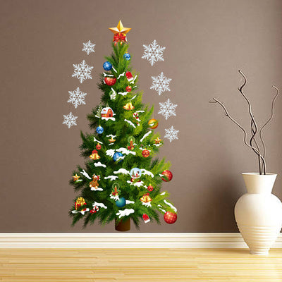Vinilo Decorativo Navideño 3D - Árbol, Estrellas y Copos de Nieve Removible - Image 5