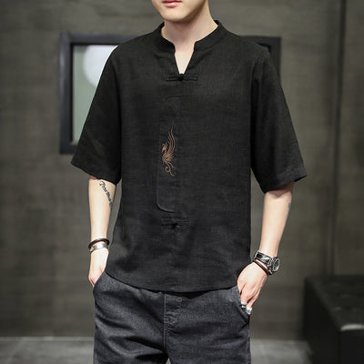 Blusa de Lino con Bordado, Cuello V y Mangas Cortas - Image 5