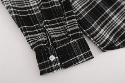 Camisa Cuadriculada Mujer Primavera Otoño Diseño Bordado Manga Larga - Image 8