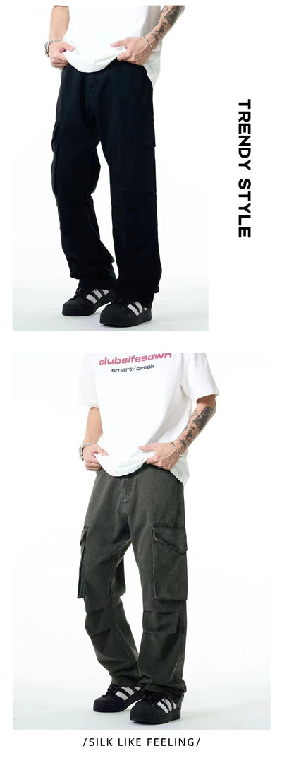 Overoles Americanos para Hombre con Bolsillos Amplios y Diseño Plisado - Image 9
