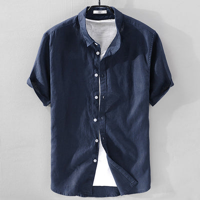 Camisa de Lino Puro Manga Corta Transpirable para Hombre - Image 18