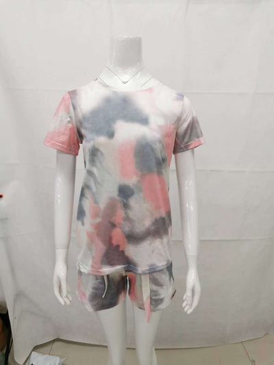 Pijama Tie Dye Estilo Europeo Manga Corta para Casa - Image 28