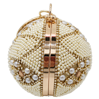 Bolso de Mano Redondo con Perlas y Diamantes - Image 14