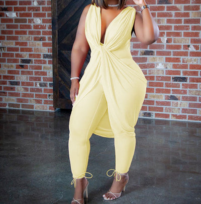 Jumpsuit Ejecutivo de Seda Láctea para Mujer - Talla Grande