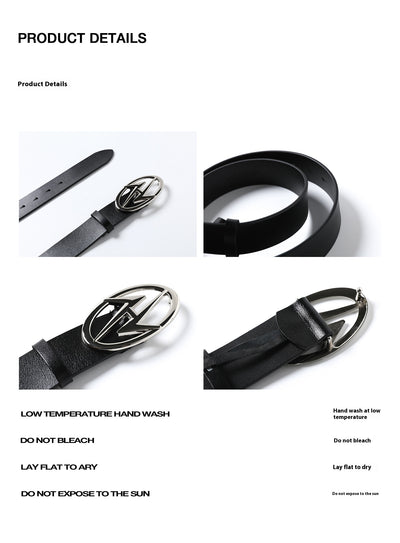 Cinturón de Cuero Doble Capa con Hebilla Metal Artesanal - Image 11