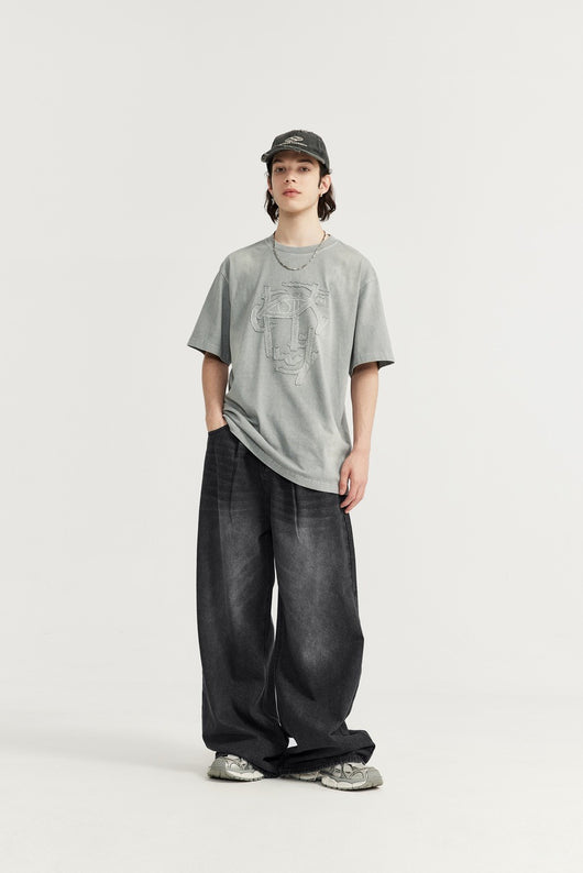 Pantalones Vaqueros Rectos Talla Alta para Hombre - Corte Ancho Lavado - Image 15