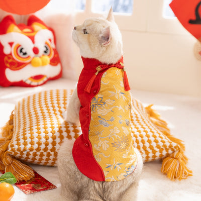 Chaleco Tang Tradicional con Estampado de Flor de Cerezo para Mascotas Pequeñas - Abrigo Cálido para Otoño e Invierno - Image 13