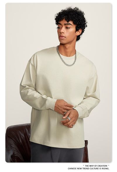 Camiseta Manga Larga Oversize para Hombre - Algodón Puro Otoño Invierno - Image 15