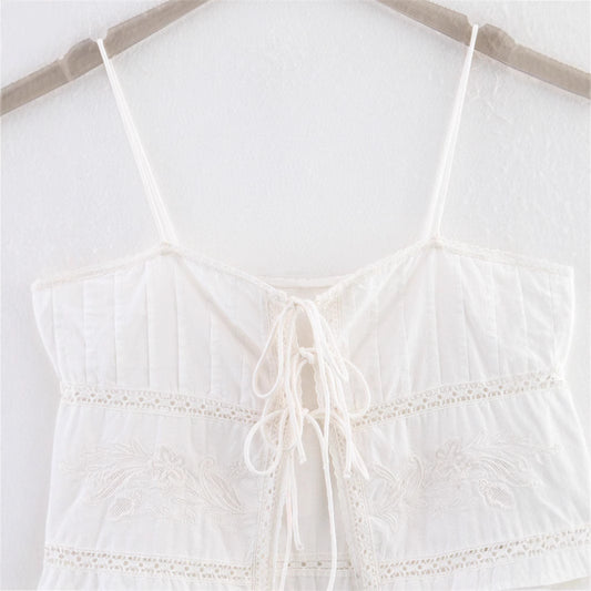 Blusa de Tirantes con Encaje Calado - Diseño Verano Mujer