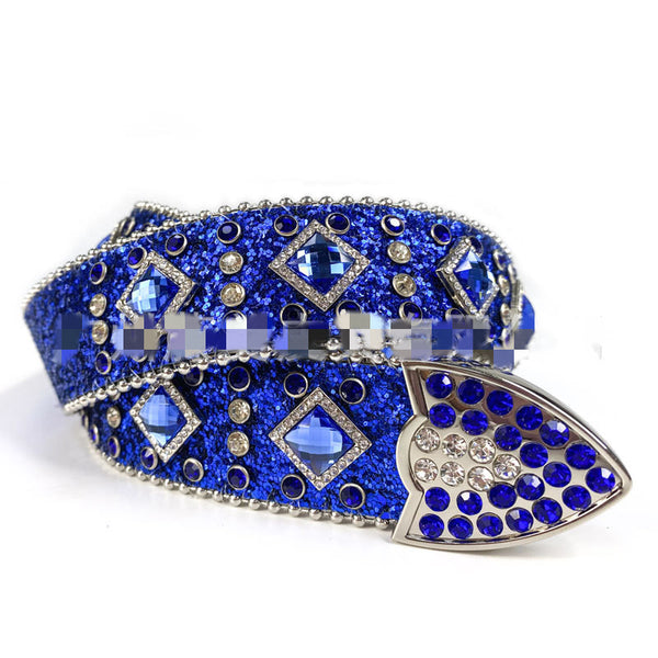 Cinturón Denim con Hebilla de Moda y Cristales Brillantes