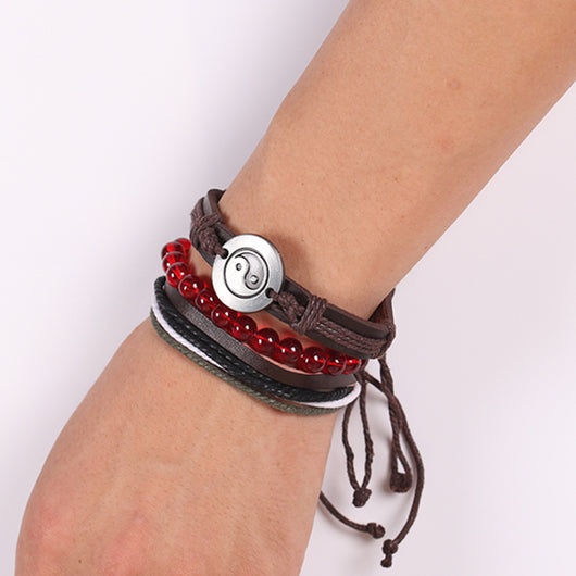 Pulsera de Cuero Auténtico Tejida con Cuentas - Estilo Étnico Retro - Image 36