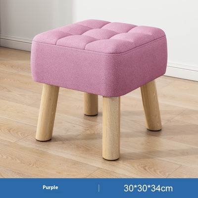 Taburete de Madera Maciza Minimalista con Tapizado - Image 18