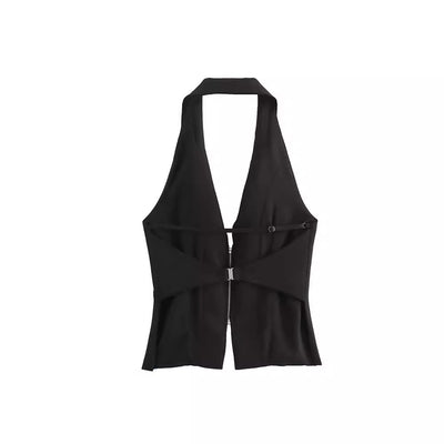 Blusa Escotada sin Espalda con Diseño de Cierre y Ajuste Ceñido - Image 3