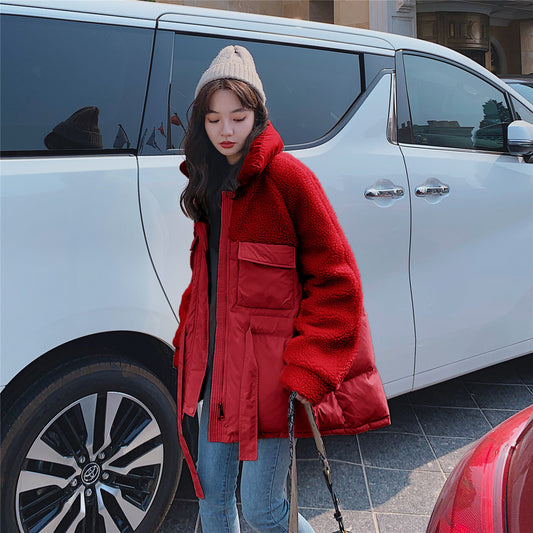 Abrigo de Piel de Cordero Otoño Invierno Estilo Coreano Suelto y Corto para Mujer - Image 2