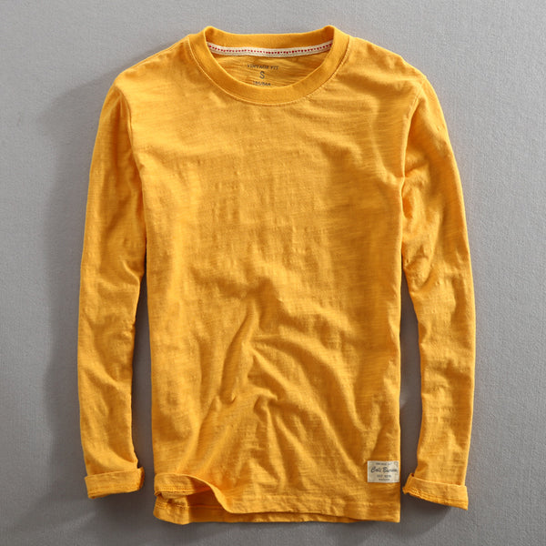 Camiseta de Cuello Redondo en Algodón Slub