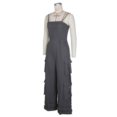 Jumpsuit de Trabajo para Mujer con Bolsillos Múltiples y Pierna Ancha - Image 9