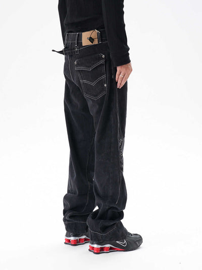 Jeans Sueltos Machete con Contraste de Color para Hombre - Image 4